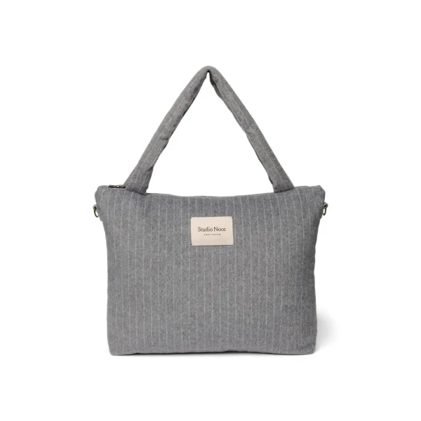 STUDIO NOOS - Flannel Chalkstripe DIAPER BAG Light Grey