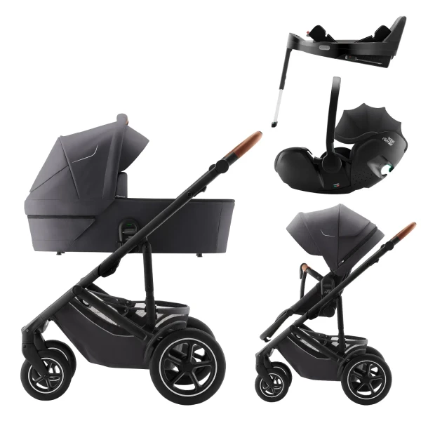 BRITAX Set kočík Smile 5Z + hlboká korba + autosedačka Baby-Safe PRO + Vario Base 5Z Classic, Midnight Grey