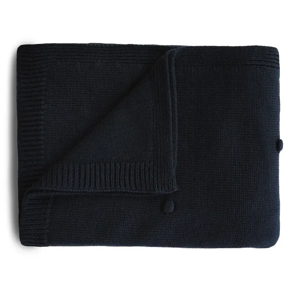 Mushie pletená detská deka z organickej bavlny | bodkovaná Dark Navy