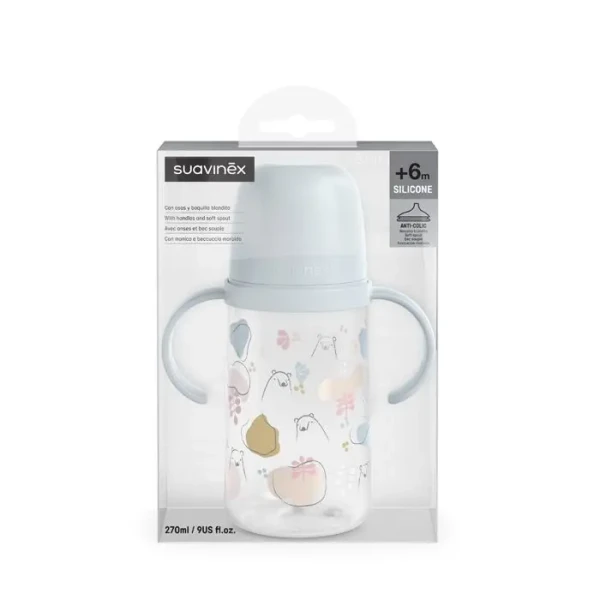 SUAVINEX | DRUHÁ láhev s oušky BEAR 270 ml - MODRÁ