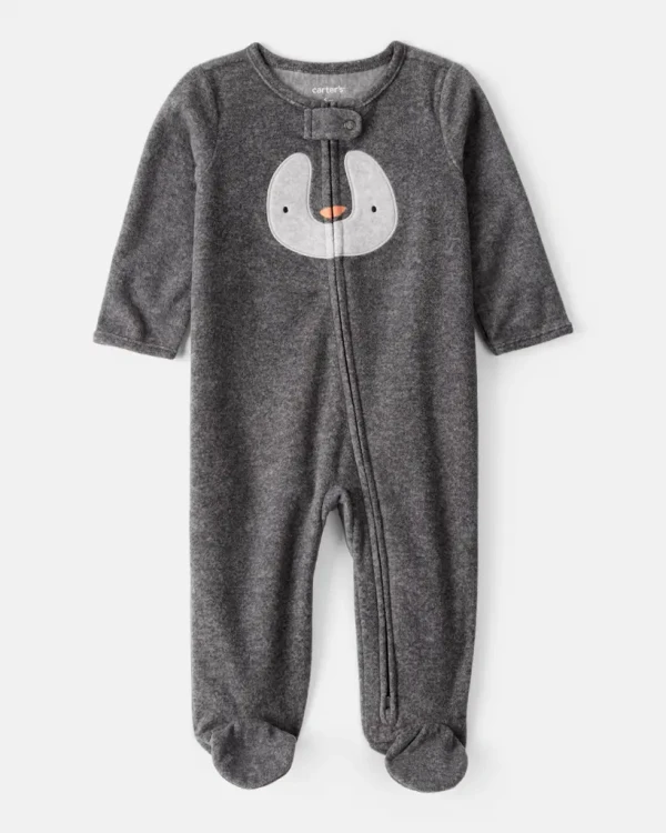 CARTER'S Overal na zips fleece Sleep & Play grey Penguin uni 6m/veľ.68