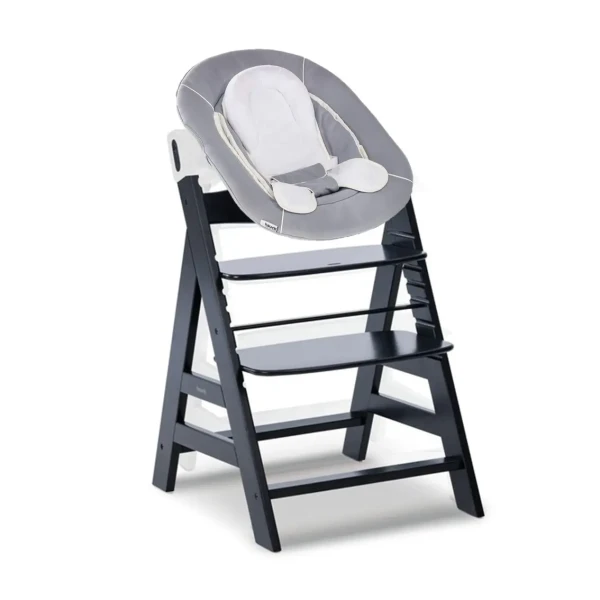 Hauck Alpha+ drevená stolička+novorodenecký Newborn set, 0m+, Black Grey