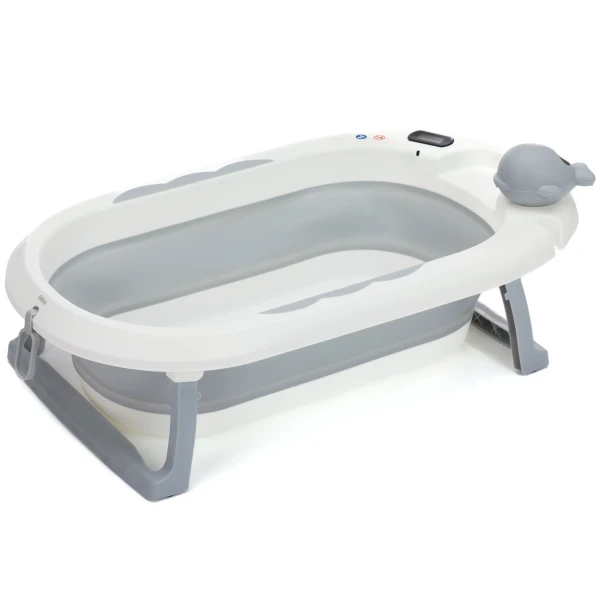 Fillikid Skládací dětská vanička Beluga s teploměrem white-grey