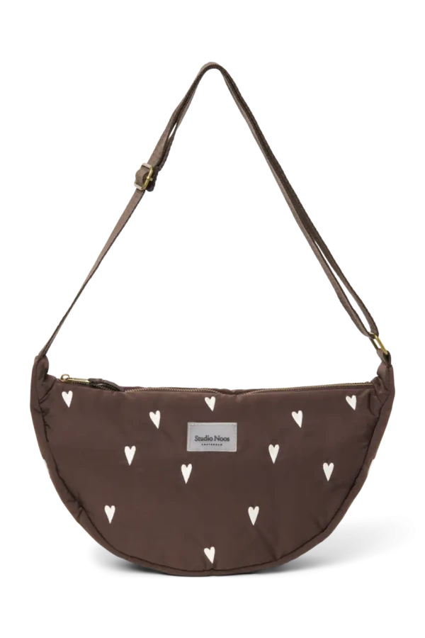 STUDIO NOOS - Puffy Mini FANNY PACK kabelka Brown Hearts