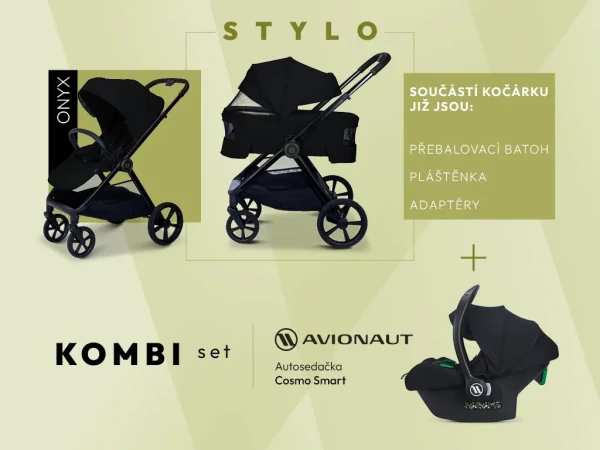 MOON Kombinovaný kočík STYLO kombi set - ONYX