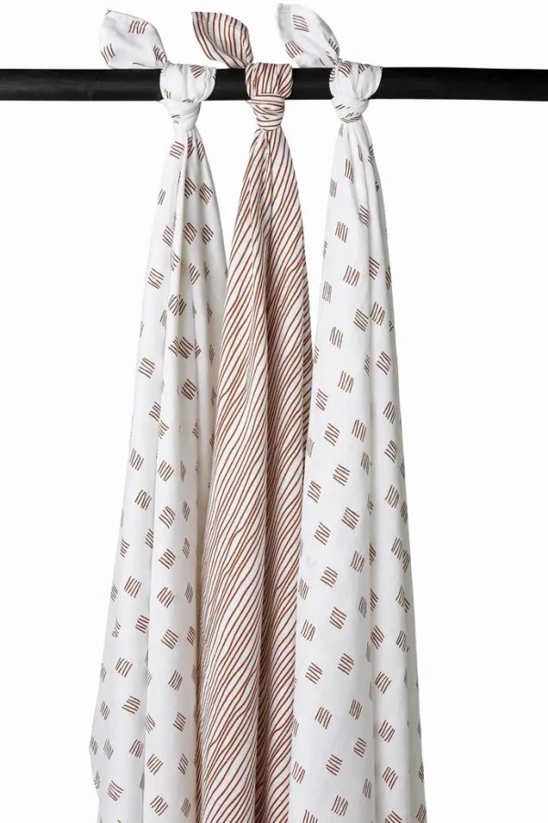 Plenky 3-balení Block stripe camel