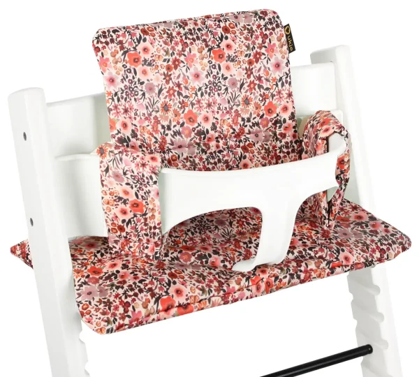 Polštářek na jídelní židličku Stokke Tripp Trapp UKJE Pink Flowers růžový nepropustný