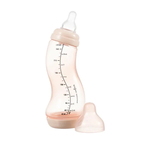 Difrax Kojenecká S-lahvička Difrax, Antikolik, růžová, 250ml