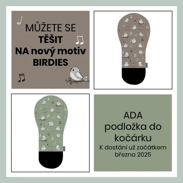 Bomimi ADA Podložka do kočíka BIRDIES green