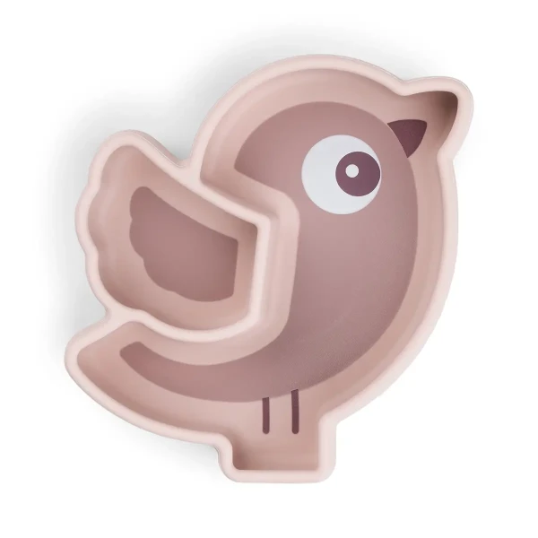 DONE BY DEER Silikónový tanier stick and stay Birdie - ružový