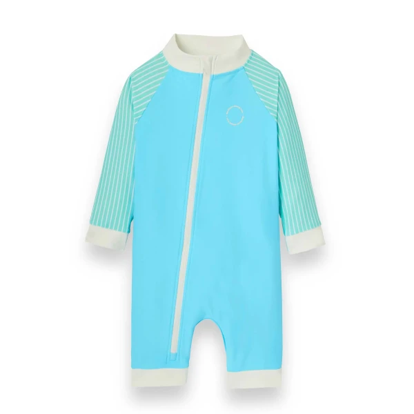 KiETLA ICONIK plavkový overal s UV ochranou - Blue Stripes 2-4 roky