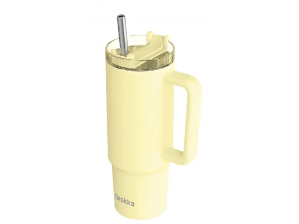 Quokka Nerezový termohrnček so slamkou Vibe Pastel Yellow 880 ml