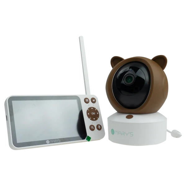Mary's Baby monitor 2v1 s kamerou a LCD displejem, s WiFi TUYA - medvedík, hnedá