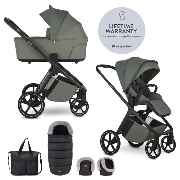 EASYWALKER Set kočík 2v1 Zoey Go Mineral Green XXL Limited s príslušenstvom