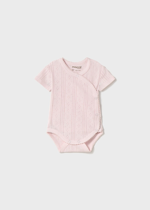 Mayoral Dojčenské body s krátkym rukávom Layette Girl Flower 6-9M