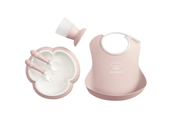 Babybjorn dětský jídelní set 5 dílný pudrově růžový