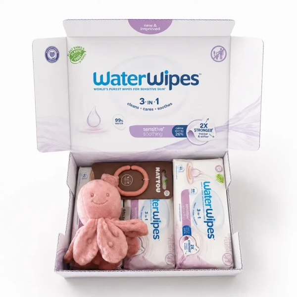 4x WATERWIPES Obrúsky vlhčené Soothing clean 3in1 60 ks (240 ks) + NATTOU Chobotnička Zdarma