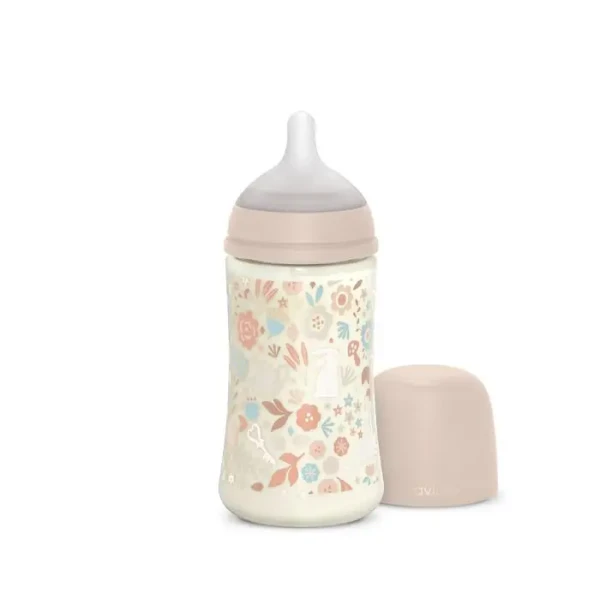 SUAVINEX | Kojenecká láhev WONDERLAND 270ml FYZIOL PRŮTOK M - LIBERTY RŮŽOVÁ