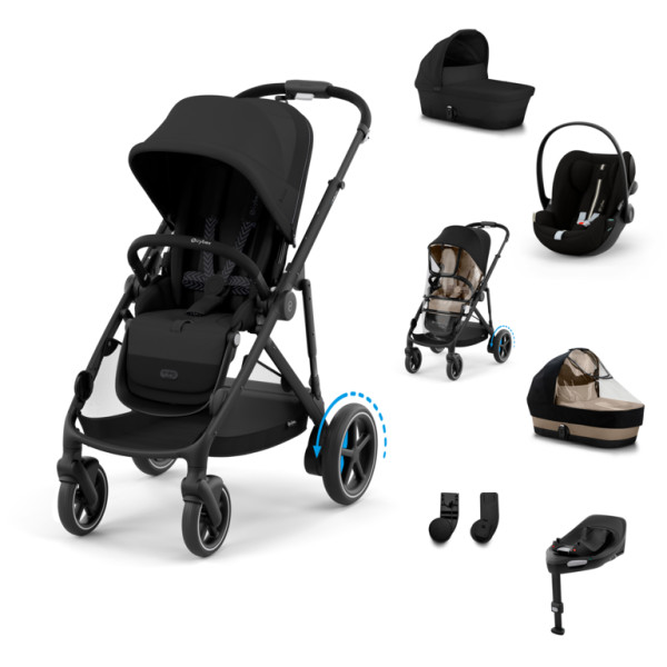 Cybex E-Gazelle S Kombinovaný kočík SET XL  -  Moon Black - Black Rám