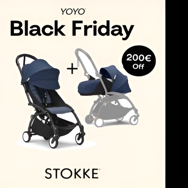 STOKKE® YOYO³ športový kočík 6+ Black/Air France Blue + Newborn Pack ZDARMA