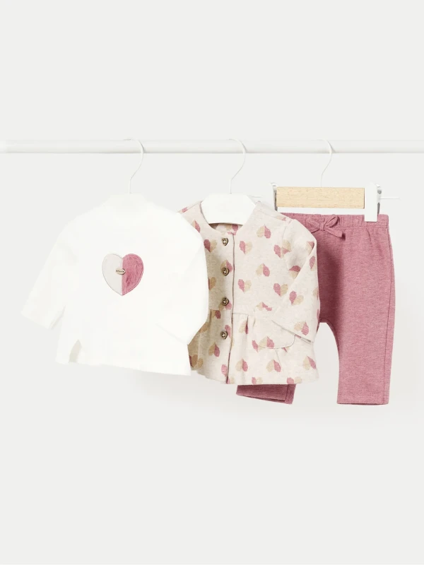Mayoral 3-dielny set Legíny+tričko+sako 6-9M Mid Rose