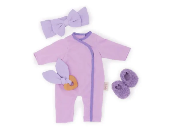 LullaBaby Dupačky pro panenku fialové s doplňky