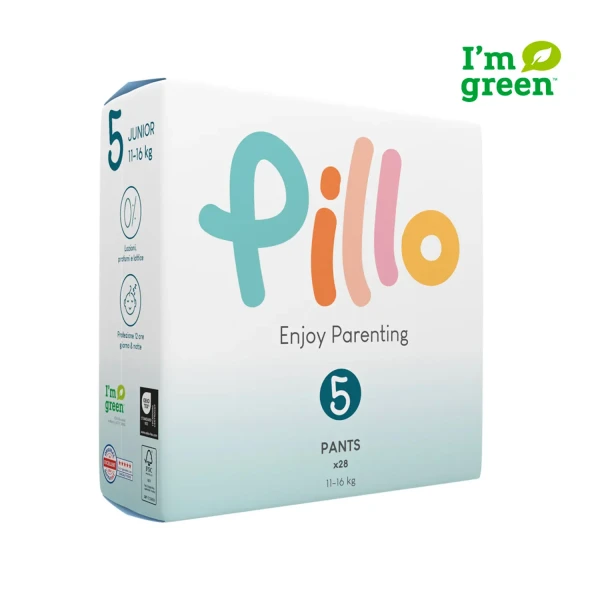 PILLO Jednorazové kalhotkové plienky Premium Pants vel. 5 Junior 11-16 kg 28 ks