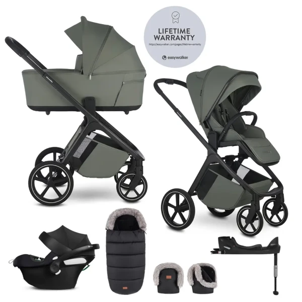 EASYWALKER Set kočík 4v1 Zoey Go Mineral Green XL + CBX Aton B2 i-Size + CYBEX Base One