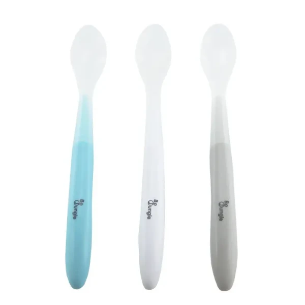 BO Jungle Měkké jídelní lžičky SOFT White/Grey/Blue (3ks)