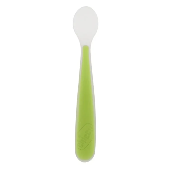CHICCO Lyžička silikónová Soft zelená 6m+