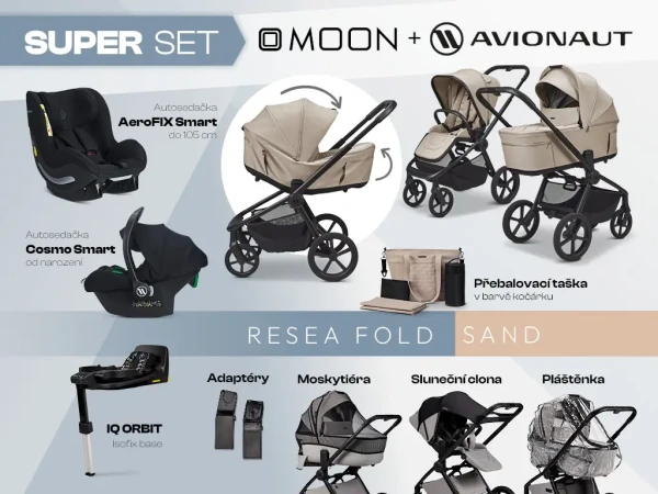 MOON Kombinovaný kočík ReSea FOLD SUPER ORBIT set - SAND