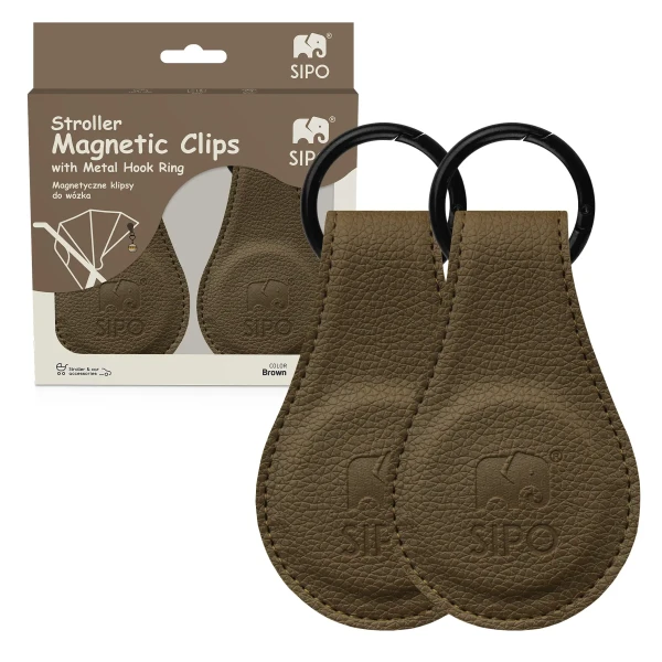 Sipo Magnetické klipy na kočík, 2ks, hnedá