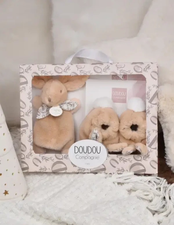 DouDou et compagnie Darčeková krabička zajačik 15cm - Béžová
