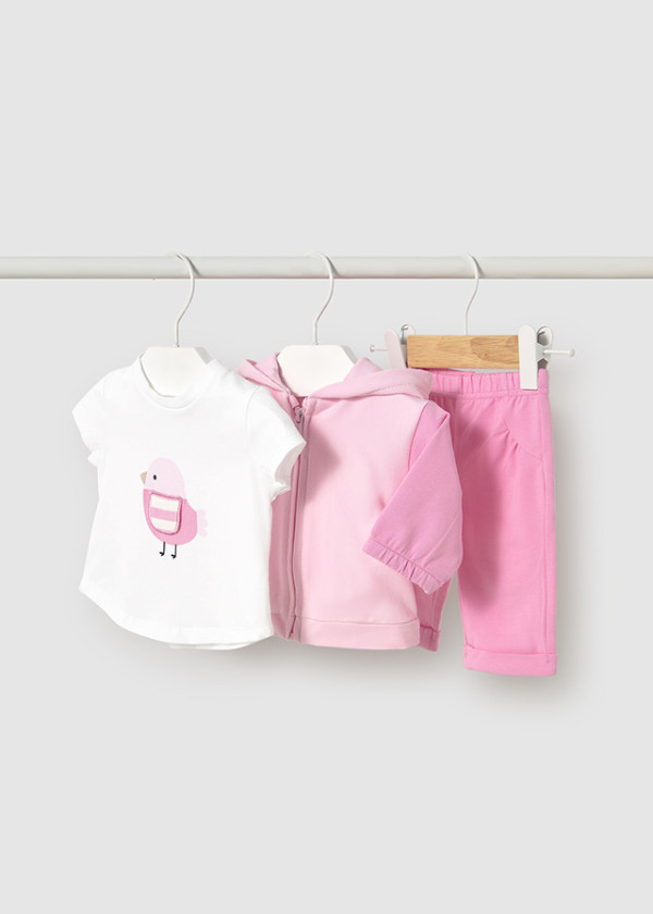 Mayoral Dojčenská súprava 3-dielna Layette Girl Bubblegum 6-9M