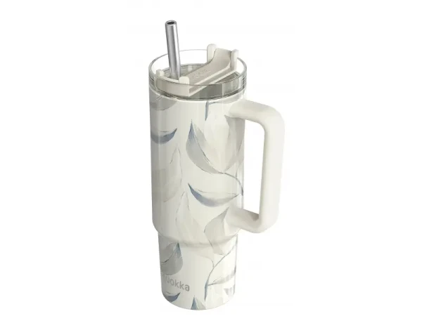 Quokka Nerezový termohrnek s brčkem Stream Cotton 950 ml