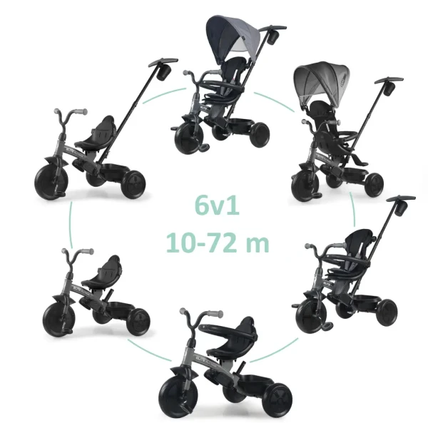 QPLAY Trojkolka Elite Platinum Grey, 6 v 1, vek 10-72 mesiacov