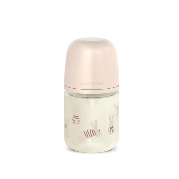 SUAVINEX Fľaša sklo WONDERLAND NEW 120 ml fyziologická SX PRO +0 SF - ružový králik