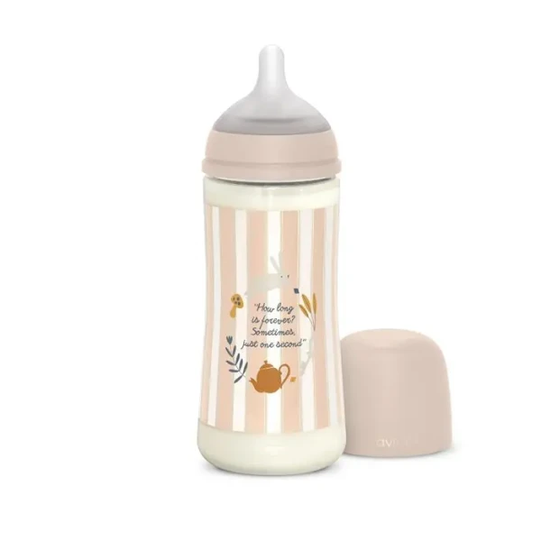 SUAVINEX | Kojenecká láhev WONDERLAND 360ml FYZIOL PRŮTOK L - RŮŽOVÁ