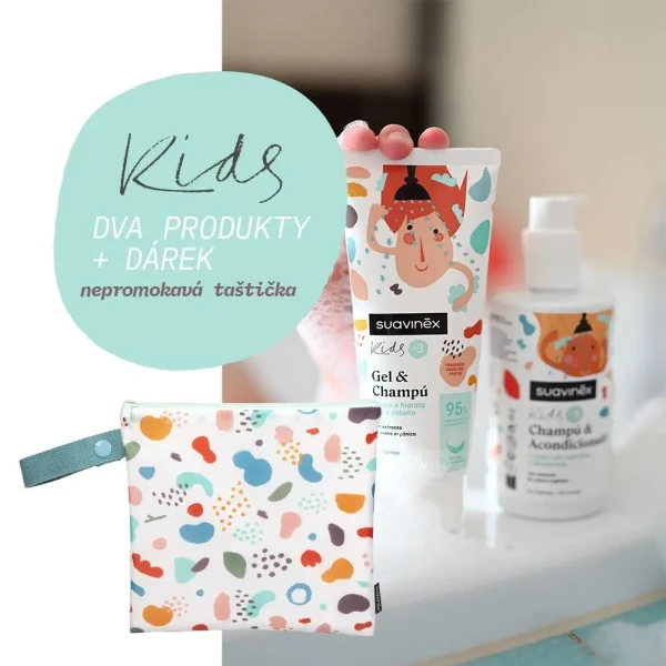 SUAVINEX | KIDS Hygienická taštička + Dětský šampon + kondicionér 300ml + Dětský gelový šampon200ml 