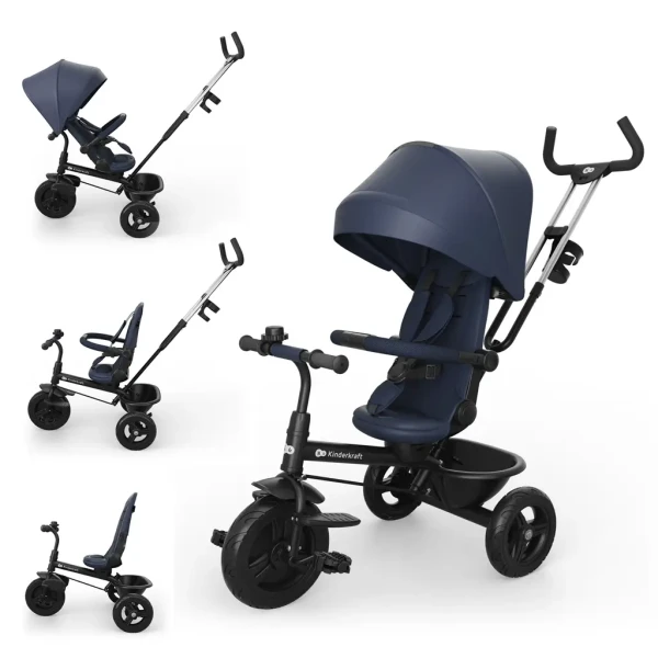 KINDERKRAFT Tříkolka Aston 2 Plus Navy, 9m+