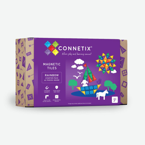 Connetix Magnetická stavebnica - Rainbow Starter Pack 62 ks