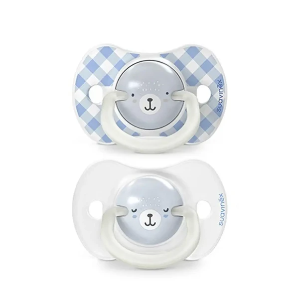 SUAVINEX Cumlík DEŇ&NOC fyziologický silikón WILD @ FREE 0-6 m - 2ks - modré