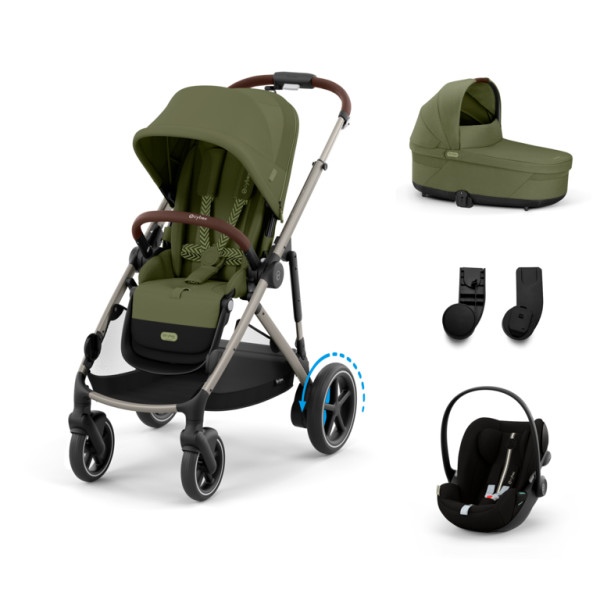 Cybex E-Gazelle S Kombinovaný kočík SET S -  Moss Green - Taupe Rám