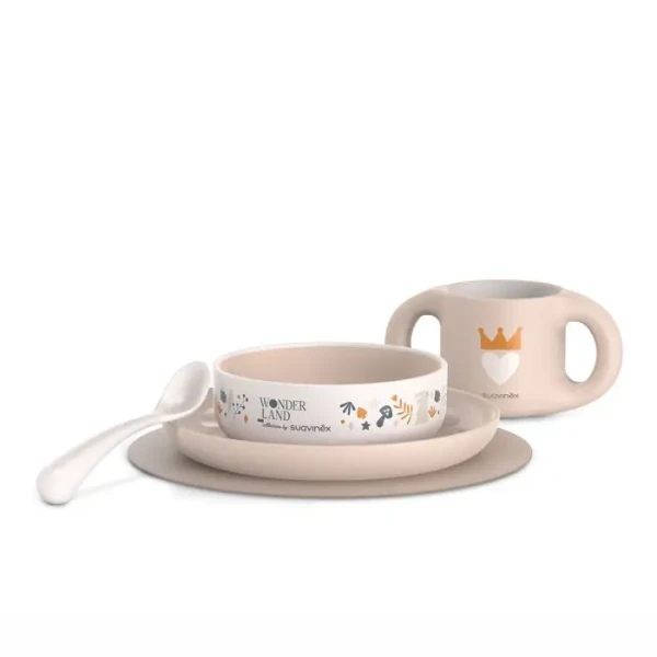 SUAVINEX | Jídelní set WONDERLAND +6 m - RŮŽOVÝ