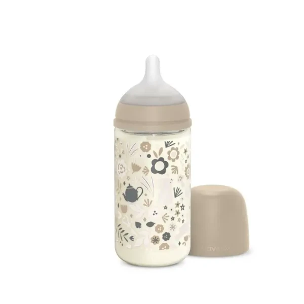 SUAVINEX | Láhev sklo WONDERLAND 240 ml fyziologická SX PRO +3 MF - LIBERTY KRÉMOVÁ