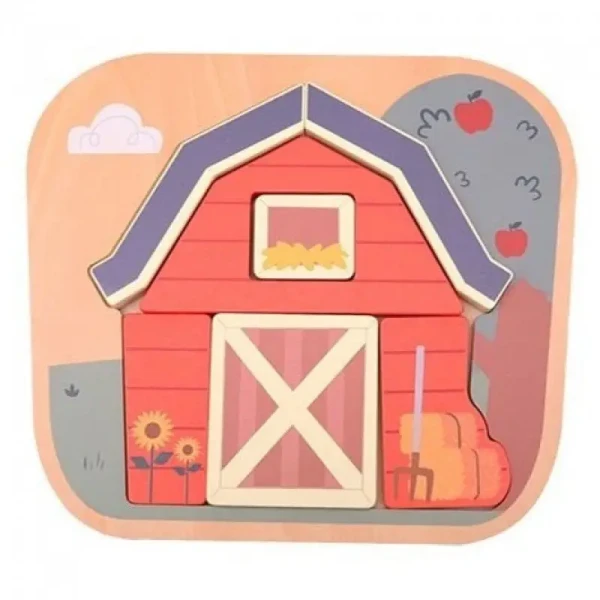 Jouéco Dřevěné puzzle Farma stáj 12m+