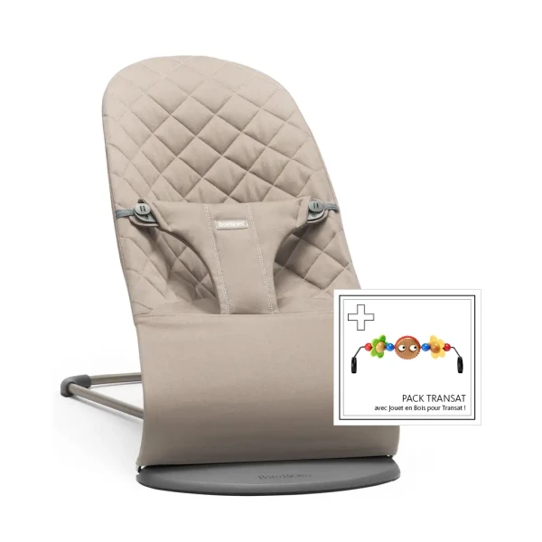 BABYBJORN Lehátko BabyBjörn Bouncer Bliss Sand Grey Woven + hračka očička Googly Eyes