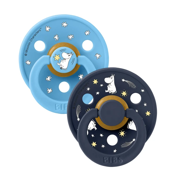 BIBS x Moomin Colour cumlíky z prírodného kaučuku 2ks - veľkosť 1 good-night-breeze-mix