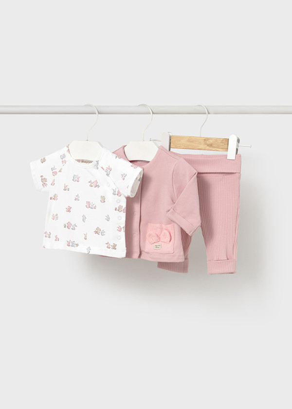 Mayoral Dojčenská tepláková súprava 3-dielna Layette Girl Baby Rose 6-9M