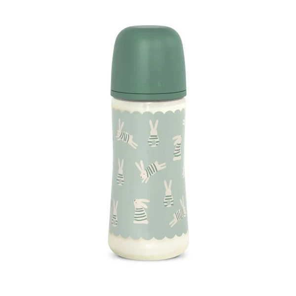 SUAVINEX Dojčenská fľaša WONDERLAND NEW 360ml FYZIOL PRIETOK L - zelený králik